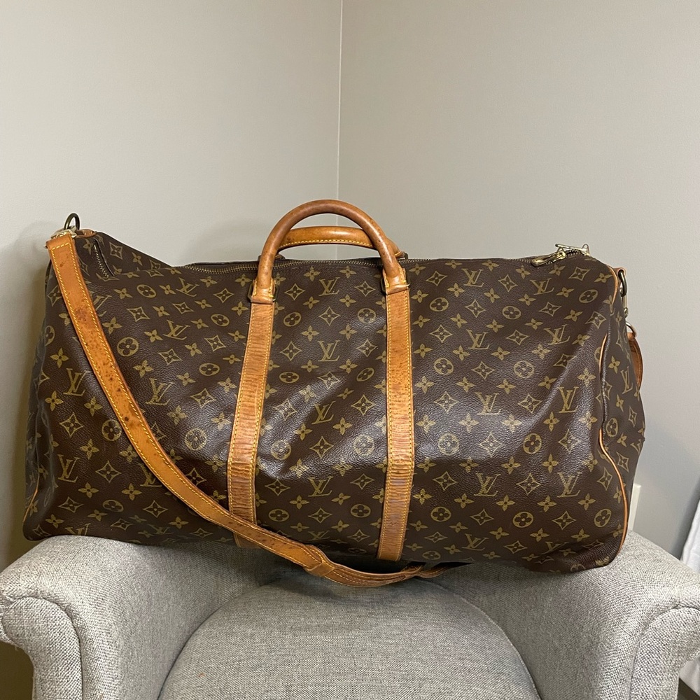 Louis Vuitton LV Boston Bag Keepall Bandouliere 60 Browns Monogram
